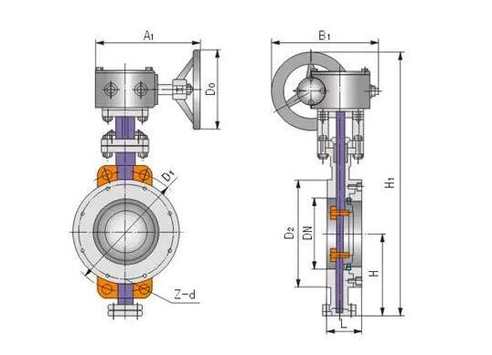 蝶阀d373h-16c dn80对夹式硬密封